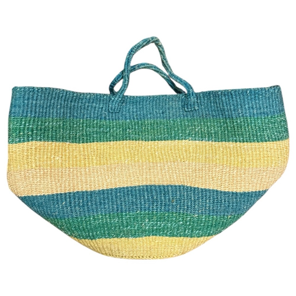 Striped Straw Rope Handle Market Tote Bag - Picture 1 of 7